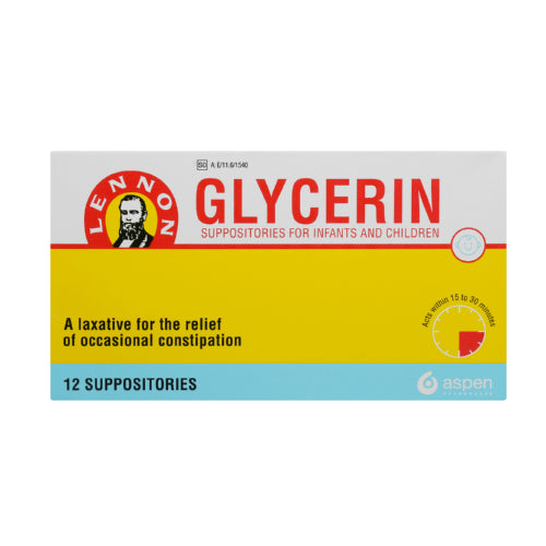 Lennon Glycerin Suppositories Paediatric 12’s