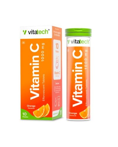Vitatech Vita+ Vitamin C 1000mg Effervescent Orange 10s